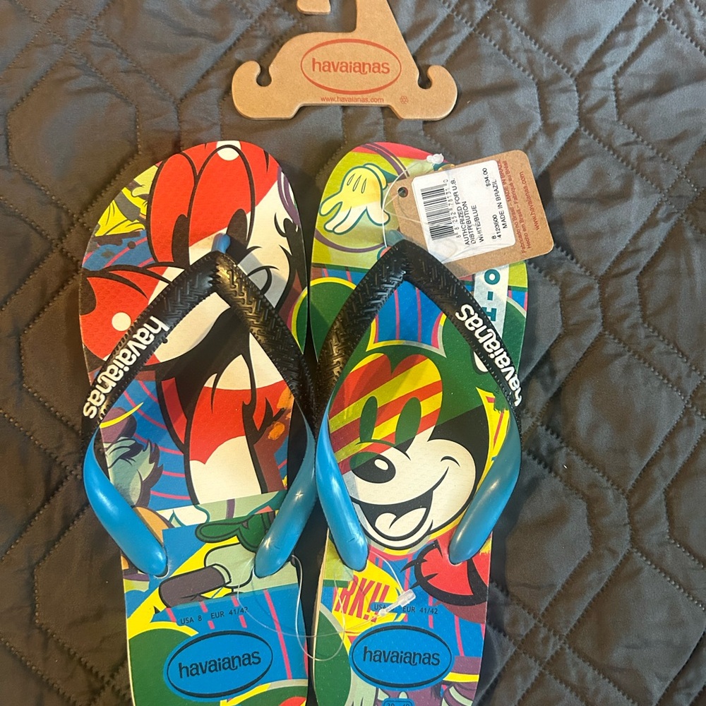 Havaianas Kids Mickey Mouse Colorful Multicolor Flip Flops with Blue Straps